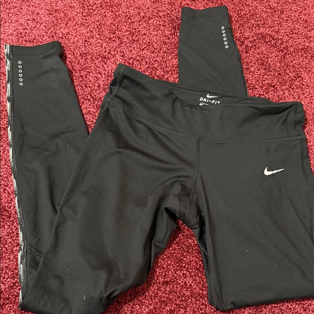 Nike Black Dri-FIT Athletic Leggings with Reflective Swoosh